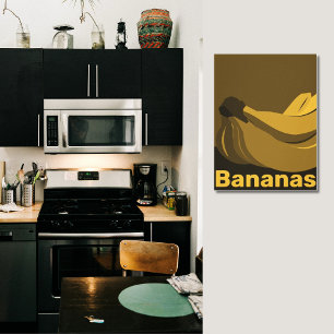 Bananen bei Dämmerung, Schwarze Küchenwanddekorati Leinwanddruck