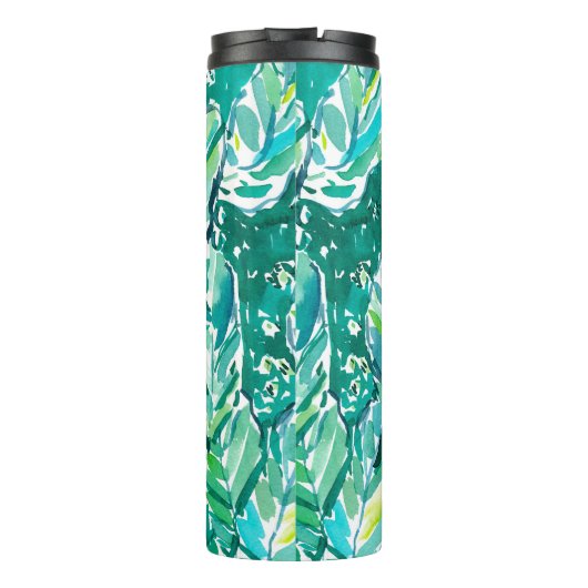 BANANEN-BLATT-DSCHUNGEL Grün tropisch Thermosbecher (Rückseite)