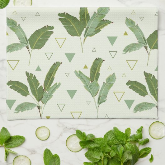 Bananen-Blatt mit Dreiecken Geschirrtuch (Gefaltet)