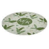 Bananen-Blatt mit Monogramm der Dreieck-| Schneidebrett (Ecke)