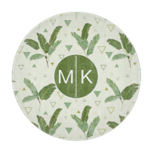 Bananen-Blatt mit Monogramm der Dreieck- Schneidebrett