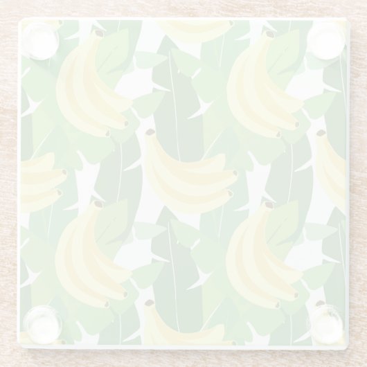 Bananen-Blätter und Frucht-Muster Glasuntersetzer (Rückseite)