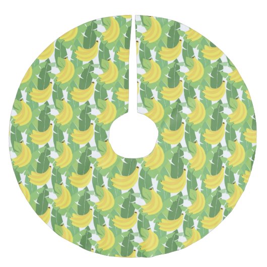 Bananen-Blätter und Frucht-Muster Polyester Weihnachtsbaumdecke (Vorderseite)