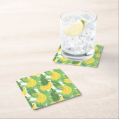 Bananen-Blätter und Frucht-Muster Rechteckiger Pappuntersetzer (Vor Ort)