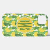 Bananen-Blätter und Fruchtmuster | Monogramm Case-Mate iPhone Hülle (Rückseite (Horizontal))