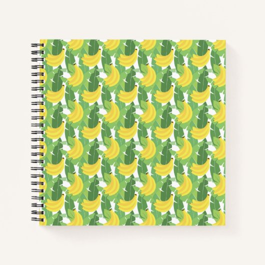 Bananen-Blätter und Fruchtmuster Notizbuch (Vorderseite)