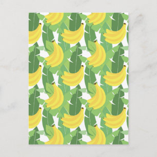Bananen-Blätter und Fruchtmuster Postkarte
