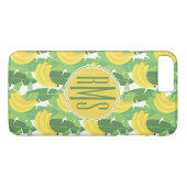 Bananen-Blätter und Monogramm des Frucht-Muster-| Case-Mate iPhone Hülle (Rückseite (Horizontal))