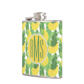 Bananen-Blätter und Monogramm des Frucht-Muster-| Flachmann (Links)