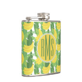Bananen-Blätter und Monogramm des Frucht-Muster-| Flachmann (Rechts)