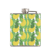 Bananen-Blätter und Monogramm des Frucht-Muster-| Flachmann (Rückseite)