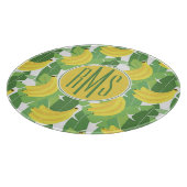 Bananen-Blätter und Monogramm des Frucht-Muster-| Schneidebrett (Ecke)