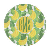 Bananen-Blätter und Monogramm des Frucht-Muster-| Schneidebrett (Vorderseite)