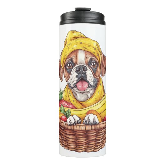 Bananen Boxer � Lustiger Früchte Hund Thermosbecher (Vorderseite)