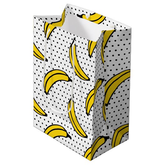 Bananen-Druck Mittlere Geschenktüte (Vorderseite Schrägansicht)