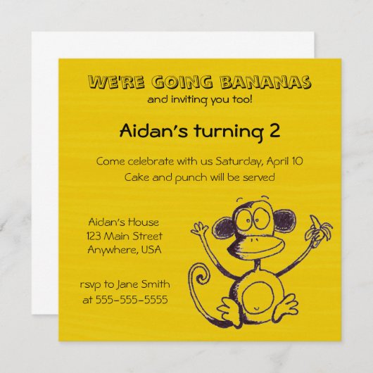 Bananen Einladung (Vorne/Hinten)