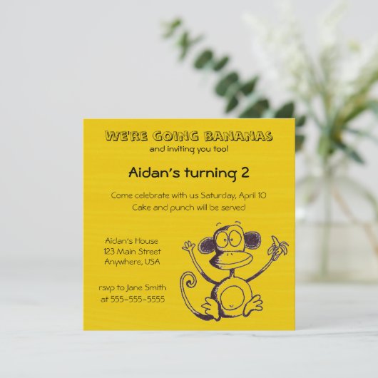 Bananen Einladung (Stehend Vorderseite)