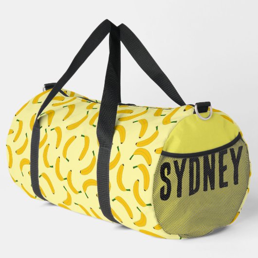 Bananen Gelber Individuelle Name Duffle Bag (Rechte Ecke)