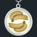 Bananen-Halskette Versilberte Kette<br><div class="desc">Ein Anhänger,  der zwei Bilder eines Bündels Bananen kennzeichnet.</div>