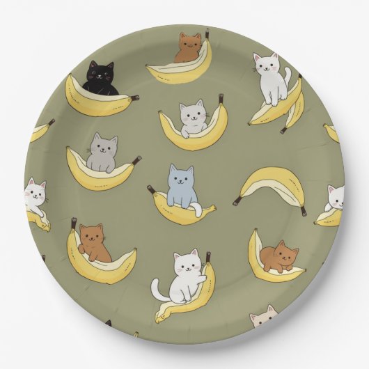 Bananen-Katzen-Papierteller Pappteller (Vorderseite)