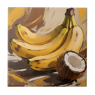 Bananen-Kokosnuss-Stillleben Fliese