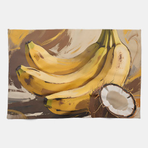Bananen-Kokosnuss-Stillleben Geschirrtuch
