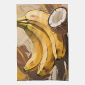 Bananen-Kokosnuss-Stillleben Geschirrtuch (Vertikal)