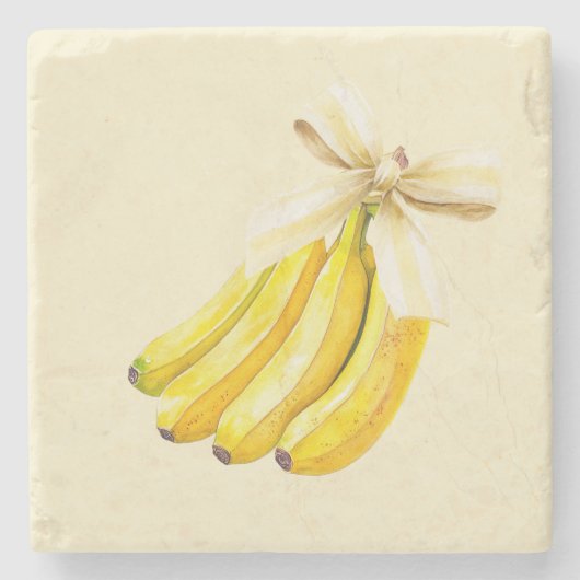 Bananen mit einer Schleife Steinuntersetzer (Vorderseite)