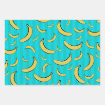 Bananen-Muster-Wrap-Papier flache Bögen