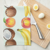 Bananen, Pfirsiche und Kokosnüsse von Natasha Us Geschirrtuch (Viertel Falte)