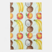 Bananen, Pfirsiche und Kokosnüsse von Natasha Us Geschirrtuch (Vertikal)