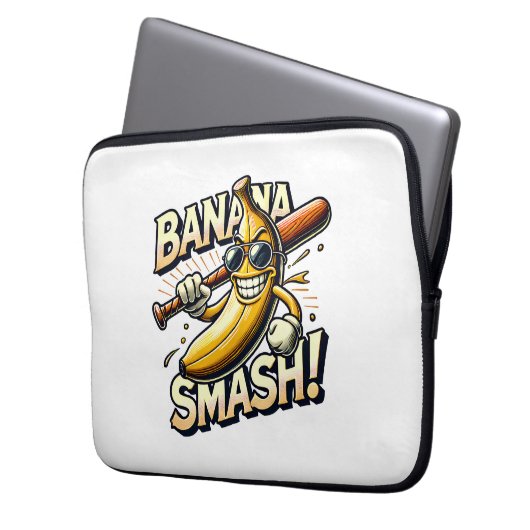 Bananen-Power-Up Laptopschutzhülle (Vorderseite Links)