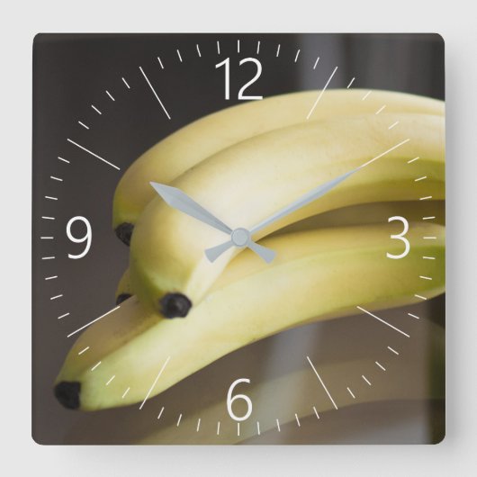 Bananen Quadratische Wanduhr (Vorderseite)