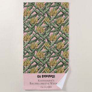 Bananen - rosa Bananen und tropische Blätter Strandtuch
