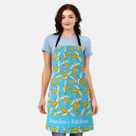 Bananen Tropenblau und Gelbfrucht-Muster Schürze