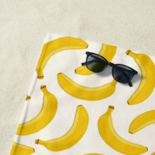 Bananen-tropische Frucht-Druck, Gelb und Weiß Strandtuch
