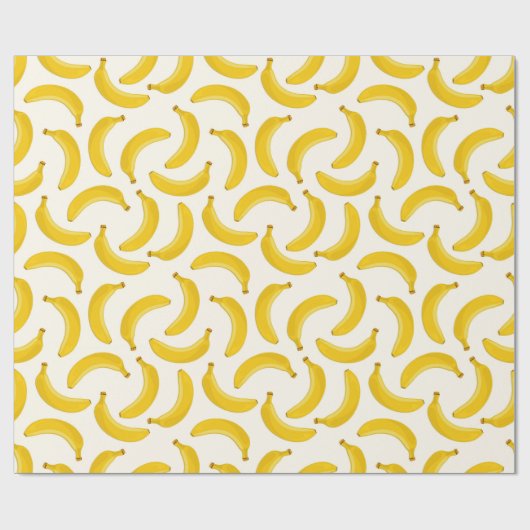 Bananen Tropischer Fruchtdruck, Gelb und Weiß Geschenkpapier (Flach)