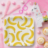 Bananen Tropischer Fruchtdruck, Gelb und Weiß Pappteller (Party)