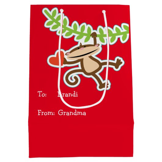 Bananen über dir Affen Valentine Mittlere Geschenktüte (Rückseite)