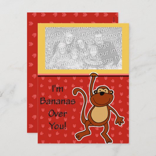 Bananen über dir Valentinin Postkarte (Vorne/Hinten)