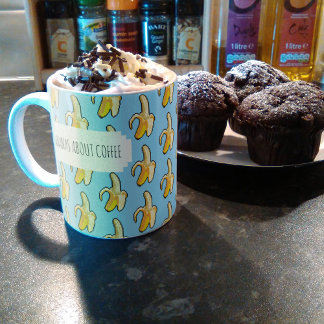 Bananen über Kaffee Sky Blue Backbananen Kaffeetasse