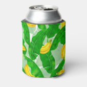 Bananen und Blätter Aquarellgestaltung Dosenkühler (Kanne Rückseite)