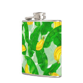 Bananen und Blätter Aquarellgestaltung Flachmann (Links)