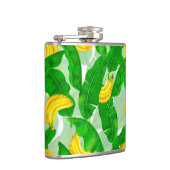 Bananen und Blätter Aquarellgestaltung Flachmann (Rechts)