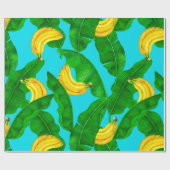 Bananen und Blätter Aquarellgestaltung Geschenkpapier (Flach)