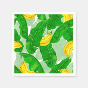 Bananen und Blätter Aquarellgestaltung Serviette