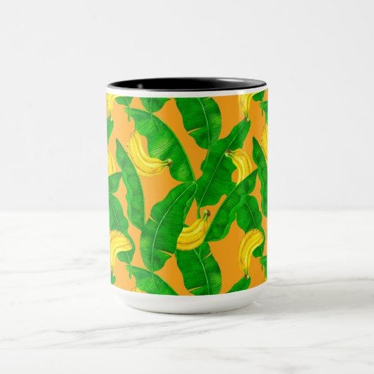 Bananen und Blätter Aquarellgestaltung Tasse (Zentrum)