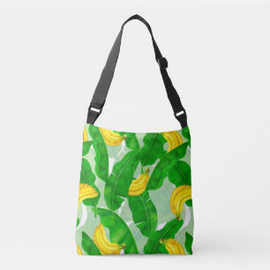 Bananen und Blätter Aquarellgestaltung Tragetaschen Mit Langen Trägern