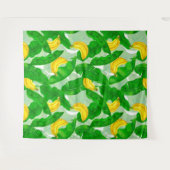 Bananen und Blätter Aquarellgestaltung Wandteppich (Vorderseite (Horizontal))