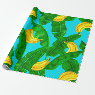 Bananen- und Blätter-Wasserfarben-Design Geschenkpapier